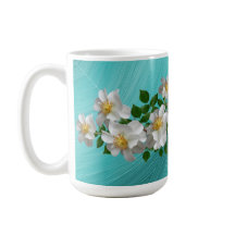 Turquoise White Flower Tea Mug