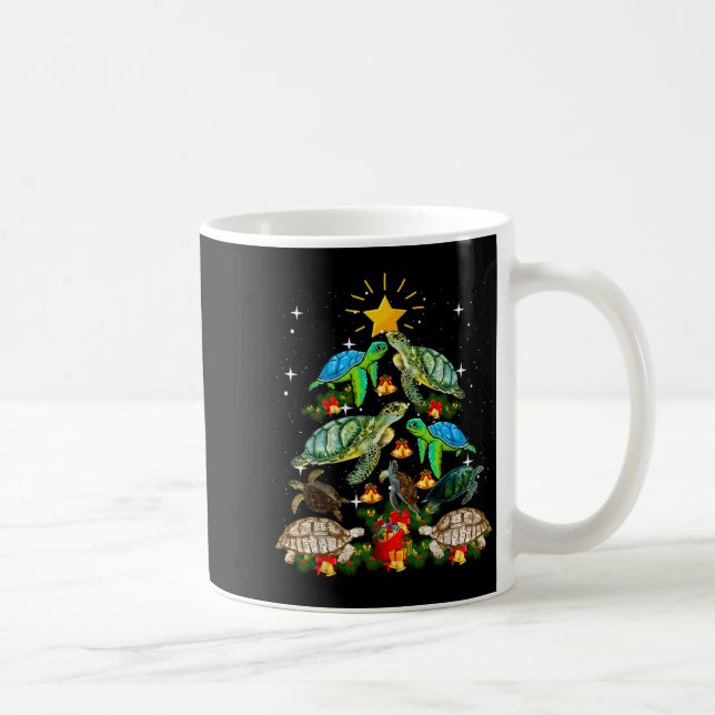 Caneca De Café Turtle Christmas Tree Shirt  (Direita)