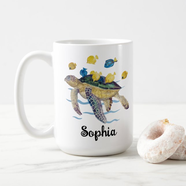 Caneca De Café Turtle Mug Personalizado, Turtle Lover Gift, Tarta (Com Donut)