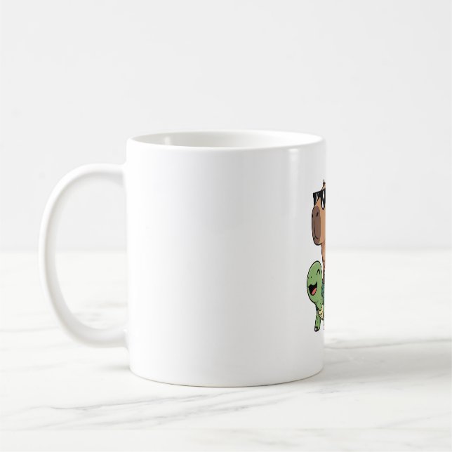 Caneca De Café Turtle Ride Capybara, Funny Capybara (Esquerda)