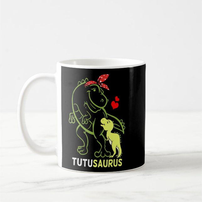 Caneca De Café Tutusaurus Tutu Tyrannosaurus Dinossaur Bebê Mãe (Esquerda)