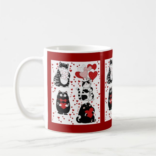 Caneca De Café Tuxedo cat black and white Valentine  (Esquerda)