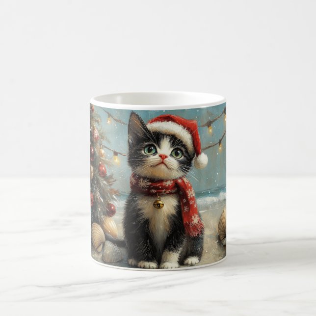 Caneca De Café Tuxedo Cat Christmas Vintage Beach (Centro)