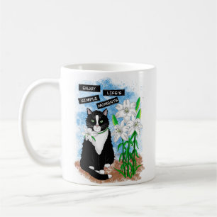 Caneca De Café Tuxedo Cat e Lily   Cotação Inspirativa