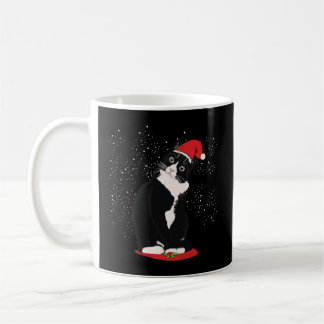 Caneca De Café Tuxedo Cat Natal Papai Noel Neve Freso de inverno
