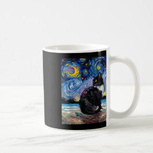 Caneca De Café Tuxedo Cat Sobre Arte Impressionista Da Noite Este