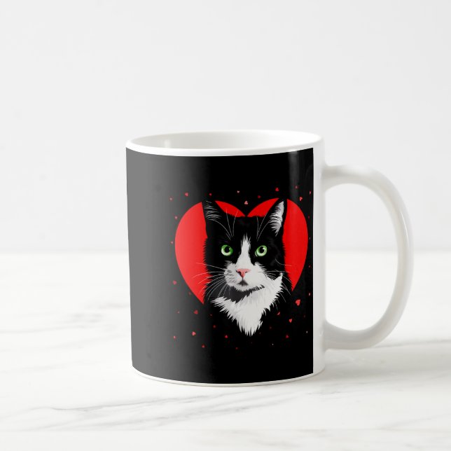Caneca De Café Tuxedo Cat Valentine Heart For Kitten And Animal L (Direita)