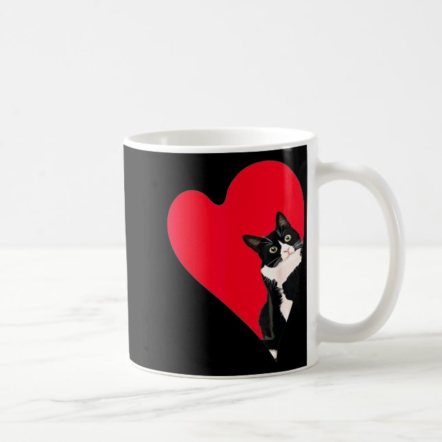 Caneca De Café Tuxedo Cat Valentine Heart For Kitten And Animal L (Direita)