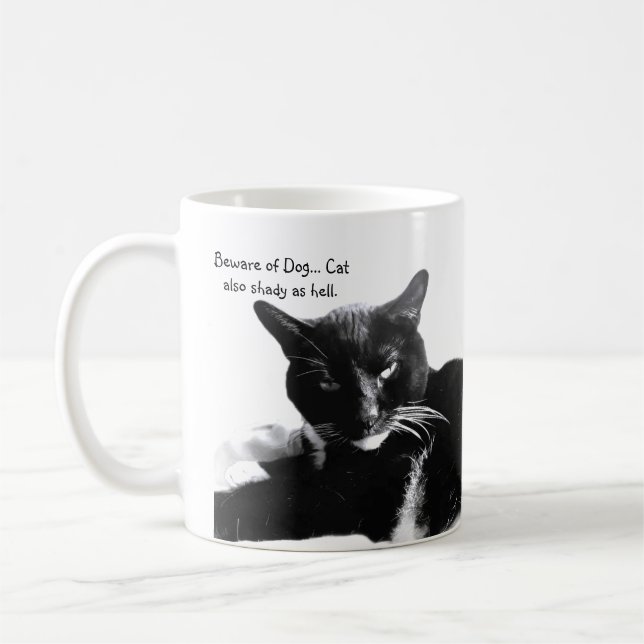 Caneca De Café Tuxedo Cat with Shady Smile  (Esquerda)