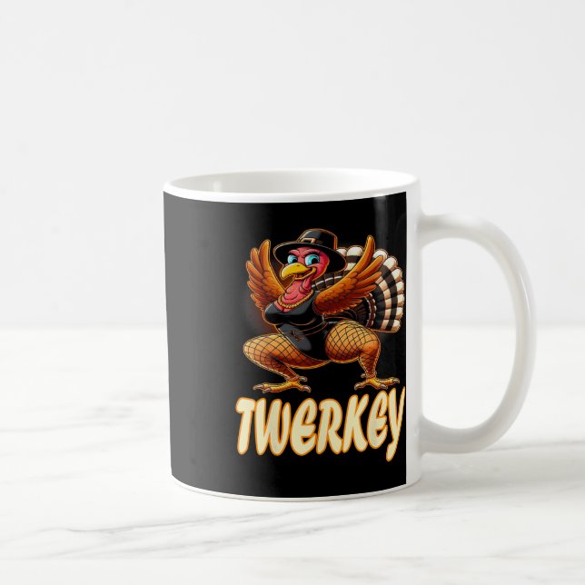 Caneca De Café Twerkey Squad Twerking Engraçado Dançando Obrigado (Direita)