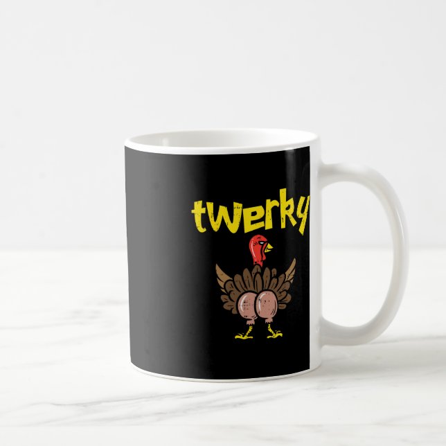 Caneca De Café Twerky Turkey - Diversão De Bumbum - Ação De Graça (Direita)