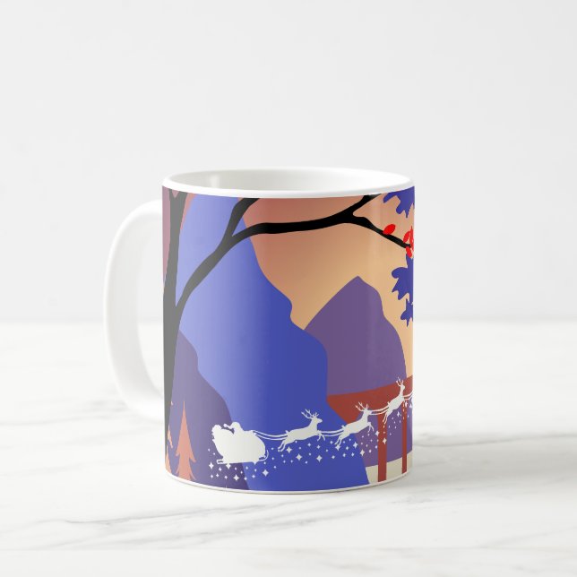 Caneca De Café Twilight Forest Christmas Santa Sleigh (Frente Esquerda)