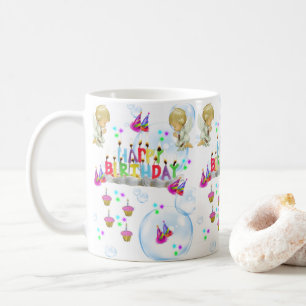 Caneca De Café Twin Angels Mug Happy Birthday