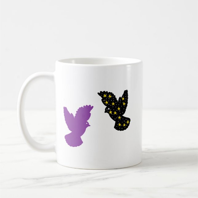 Caneca De Café Two Birds Zodiac Mug • Harmonious Dual Silhouette (Esquerda)