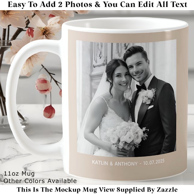 Caneca De Café Two Black & White Photos Modern Minimalist  (Criador carregado)