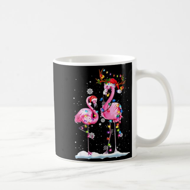 Caneca De Café Two Flamingo With Santa Hat And Lights Merry Chris (Direita)