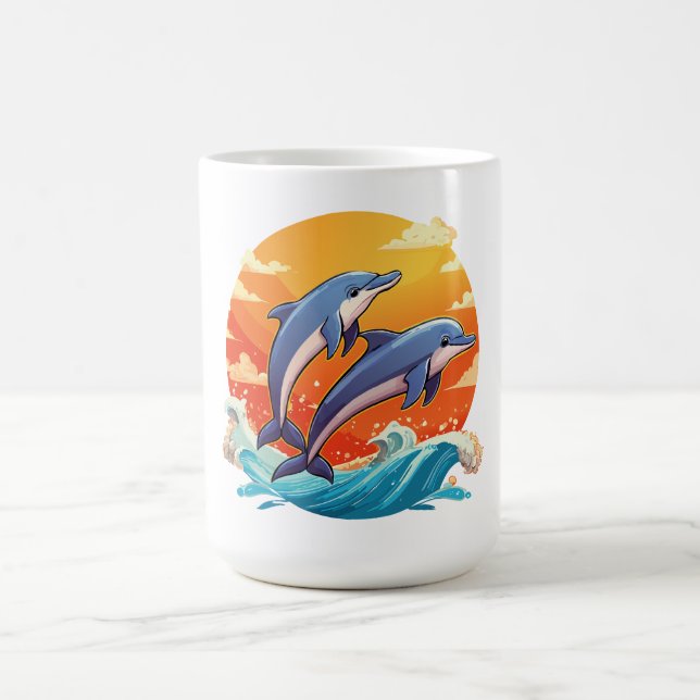 Caneca De Café Two jumping cartoon dolphin (Centro)