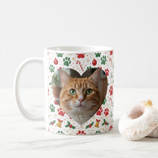 Caneca De Café Two Photo Personalized Pet Christmas Mug (Com Donut)