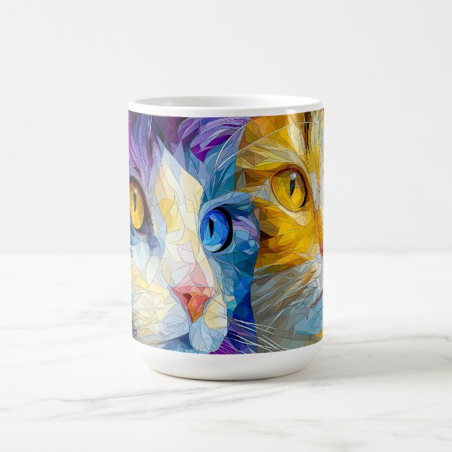 Caneca De Café Two Purple and Yellow Cats (Centro)