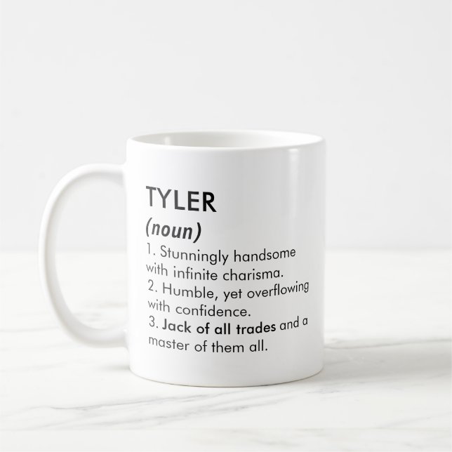 Caneca De Café Tyler name, Editable name, Custom name (Esquerda)