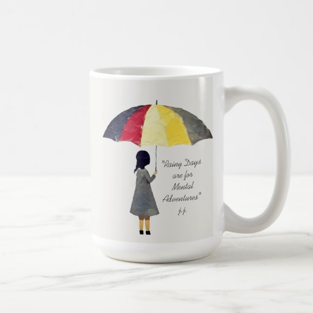 Caneca De Café Typografia dos dias chuvosos com guarda-chuva (Direita)