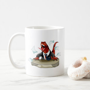Caneca De Café Tyrannosaurus Rex Boss Sentado Em Uma Mesa.