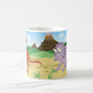 Caneca De Café Tyrannosaurus Rex e Triceratops