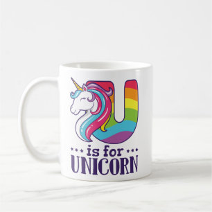 Caneca De Café U é para Unicorn Alphabet