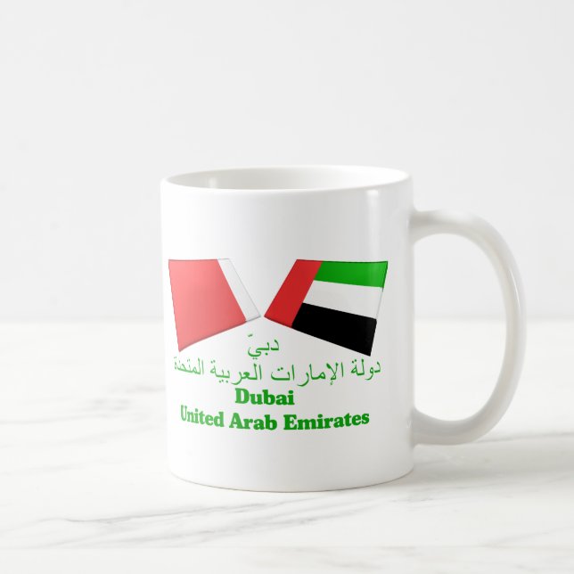 Caneca De Café UAE & azulejos da bandeira de Dubai (Direita)