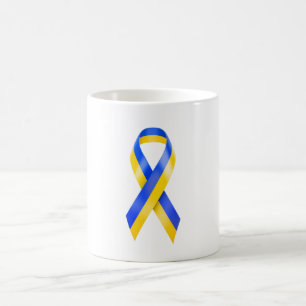 Caneca De Café Ucrânia apóia fita azul de reconhecimento amarelo
