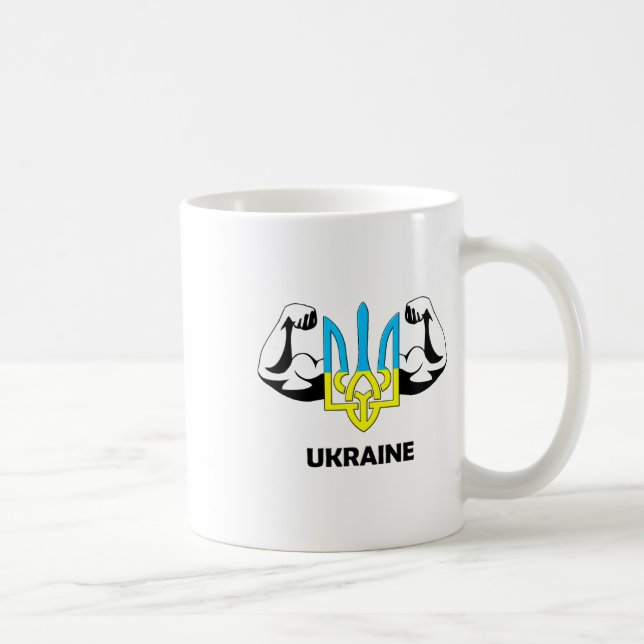 Caneca De Café Ucrânia É Poder! Emblema Da Ucrânia. Tridente.  (Direita)