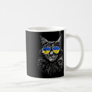 Caneca De Café Ucrânia Gato Slava Ucrânia Óculos de Sol Bandeira
