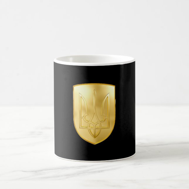 Caneca De Café Ucrânia Trident Gyrfalcon Crest Dourado (Centro)