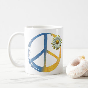 Caneca De Café Ucraniano - Símbolo PEACE Sinal Daisy Ucrânia Guer