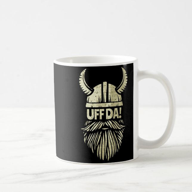 Caneca De Café Uff Da Norwegian Quote Scandinavian Viking Helmet  (Direita)