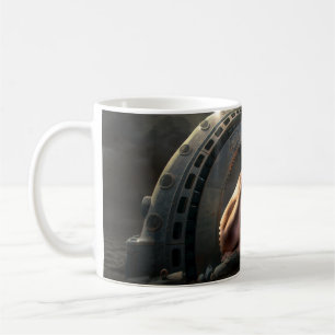 Caneca De Café UFO Rapariga Loura Espaço Lua Planeta Marte