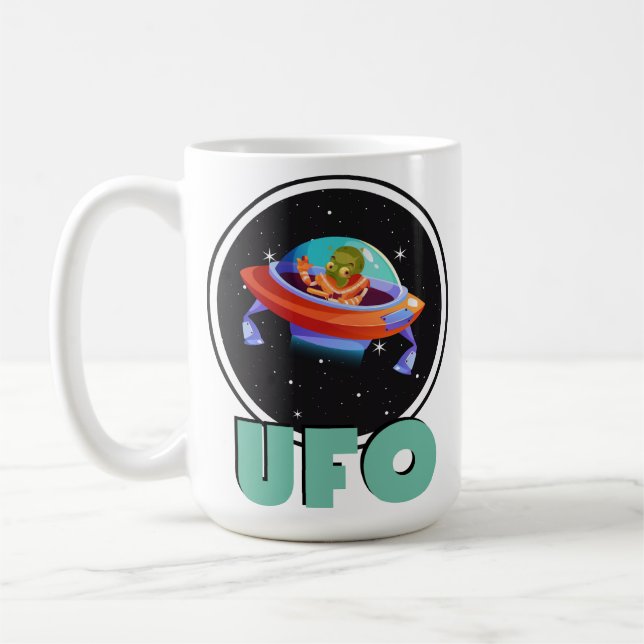 Caneca De Café ufo voa em espaçonave (Esquerda)