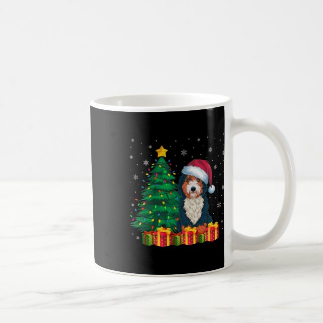 Caneca De Café Ugly Bernedoodle Santa Hat Noite Luzes de Natal Ca (Direita)