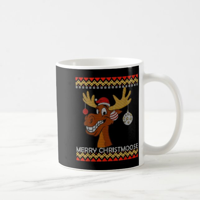 Caneca De Café Ugly Christmas Sweater I Merry Christmoose Funny M (Direita)