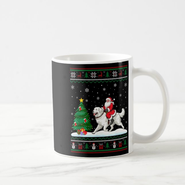 Caneca De Café Ugly Christmas Tree Lights Santa Riding Great Pyre (Direita)