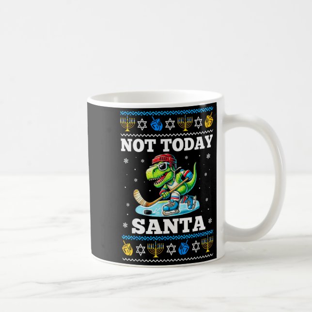 Caneca De Café Ugly Hanukkah Sweater Not Today Santa Dinosaur Hoc (Direita)