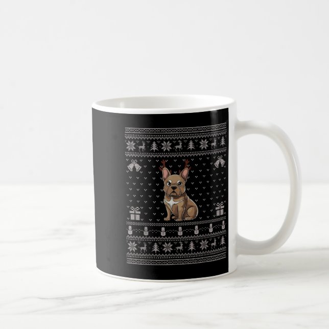 Caneca De Café Ugly Xmas Sweater Style Frenchie Dog Reindeer Chri (Direita)