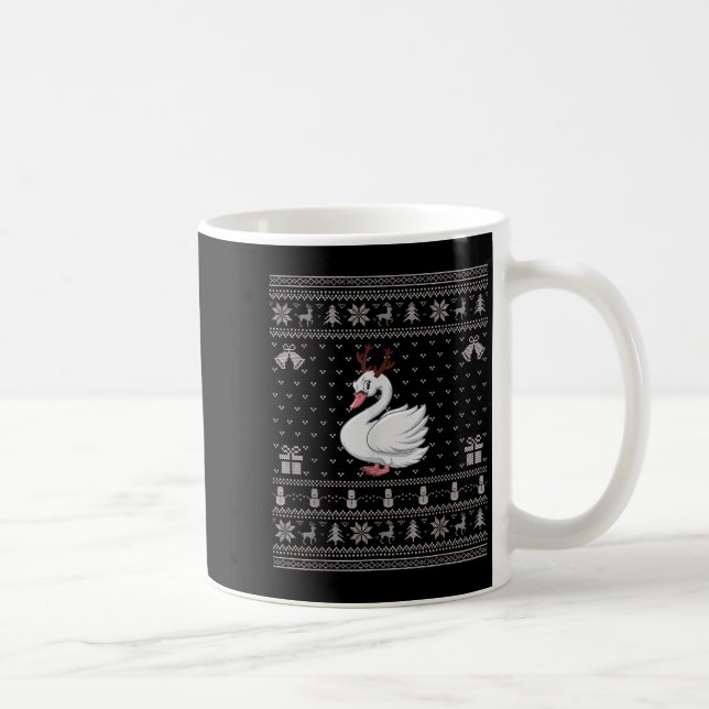 Caneca De Café Ugly Xmas Sweater Style Swans Reindeer Christmas  (Direita)