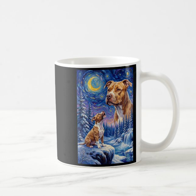 Caneca De Café Uivando para a lua meme animal cachorro pit bull a (Direita)