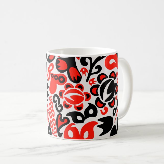 Caneca De Café Ukrainian ethnic folk art floral pattern absrtact  (Frente Esquerda)