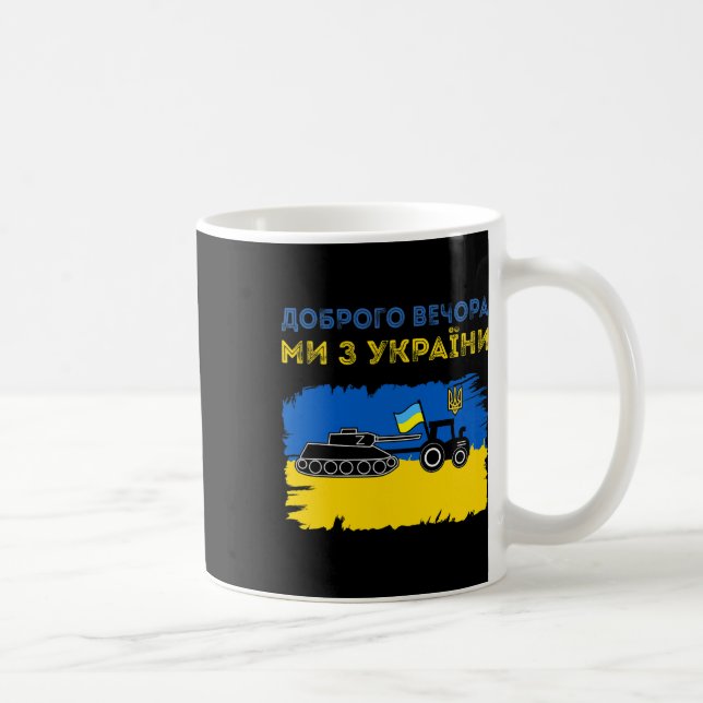 Caneca De Café Ukrainian Tractor Pulls A Russian Tank Funny Meme  (Direita)
