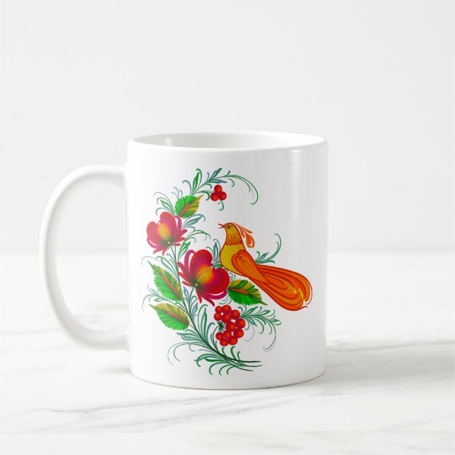 Caneca De Café Ukrainian traditional Petrikivka art  (Esquerda)
