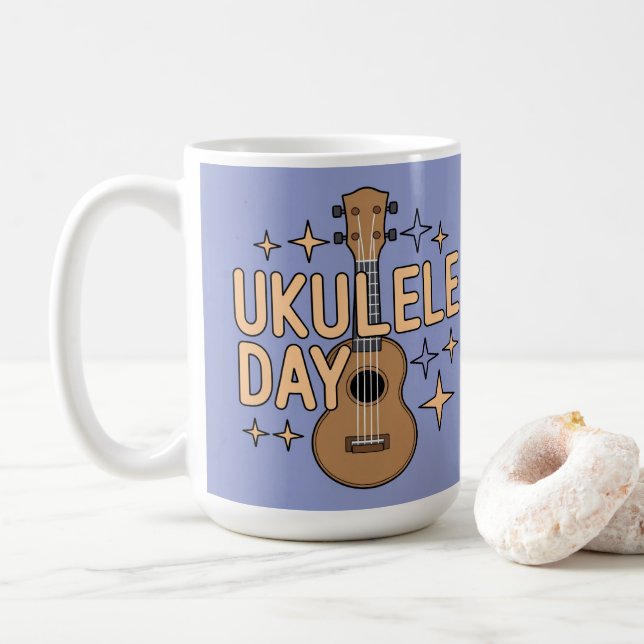 Caneca De Café Ukulele Day Mug (Com Donut)