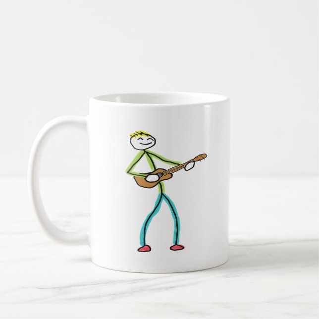 Caneca De Café Ukulele Playing Stickman (Esquerda)