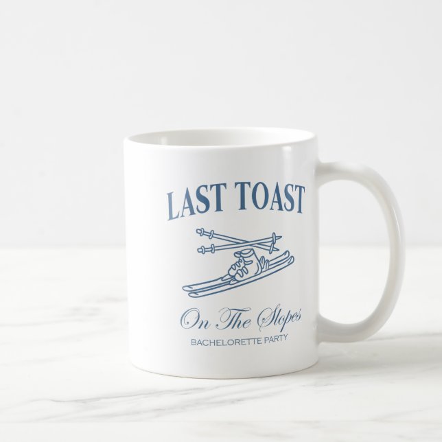 Caneca De Café Último brinde nas encostas solteiro esquiando noiv (Direita)